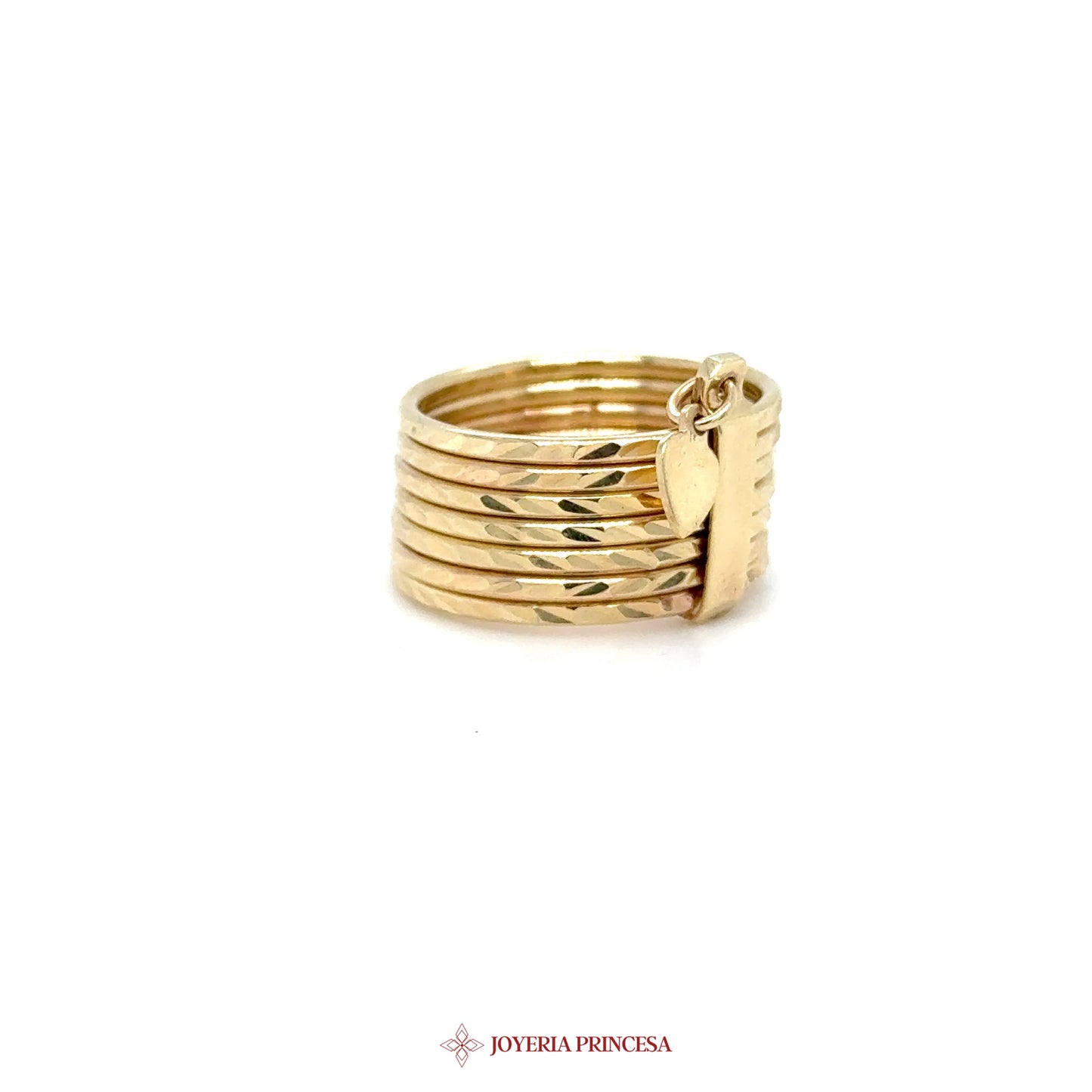 14K Gold Heart Motif Stacked Ring