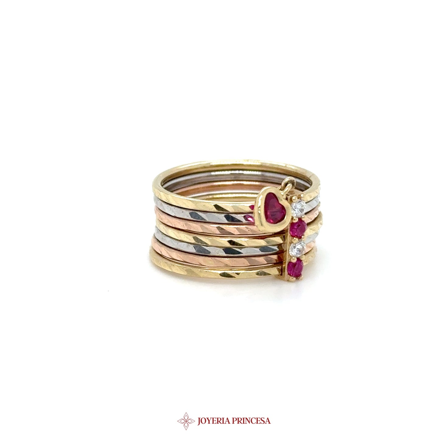 14K Gold Stackable Rings with Ruby and Diamond Accents