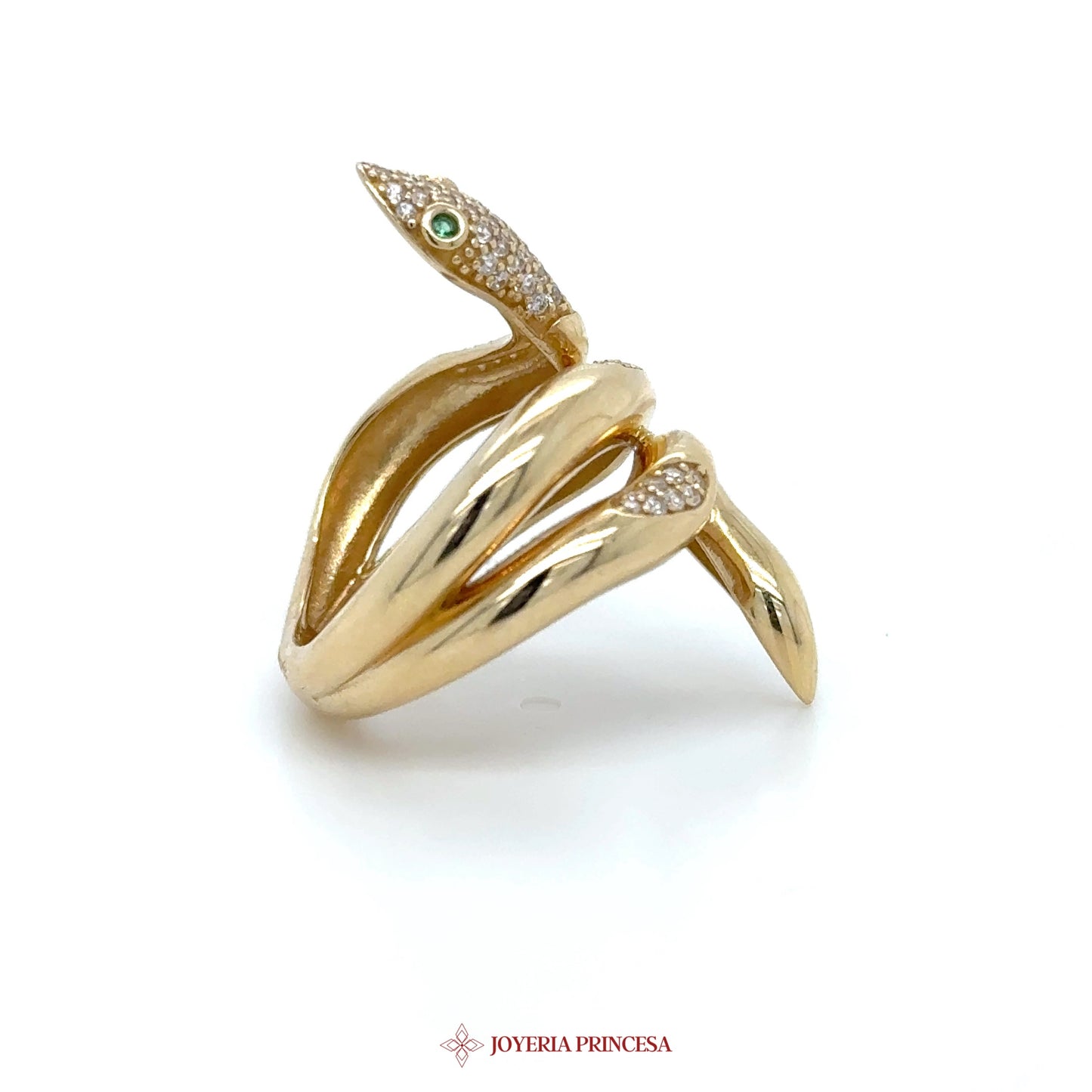 14K Gold Snake Wrap Ring with CZ Stones (UN-1019)