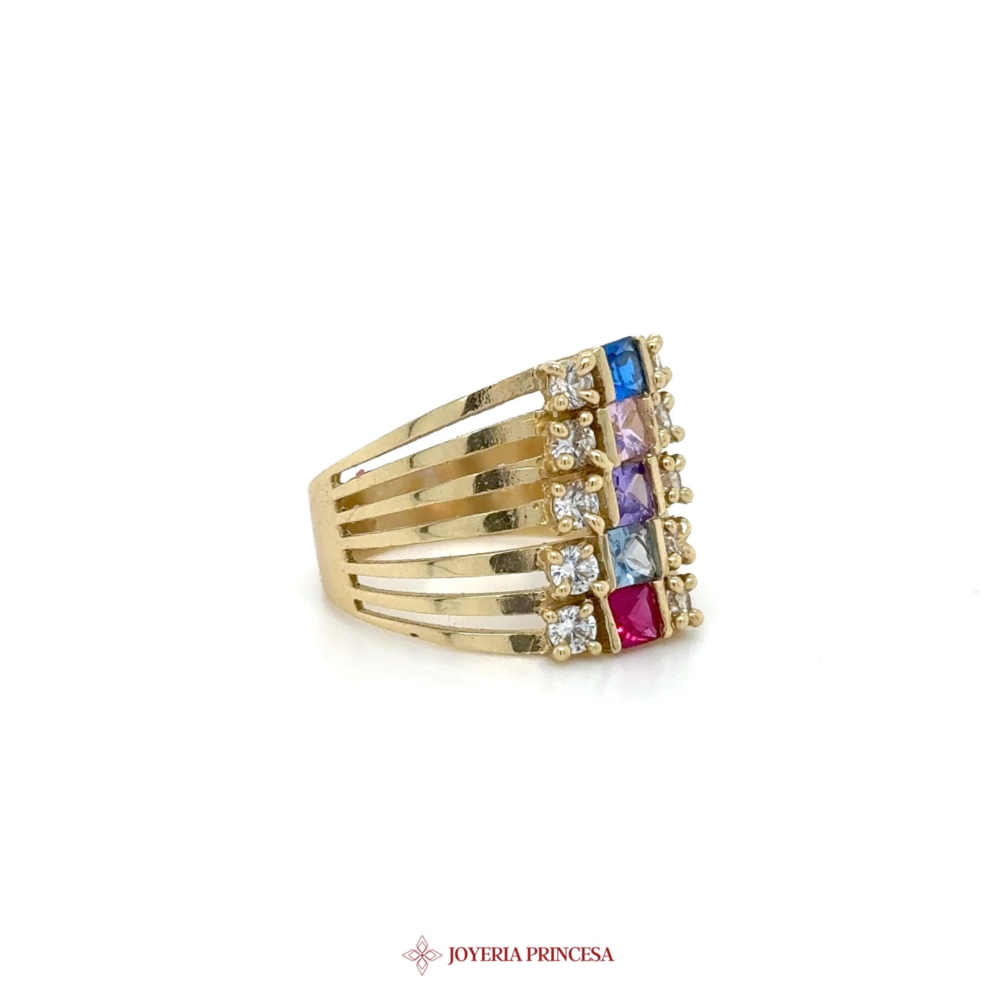 14K Gold Multi-Color Stone Statement Ring