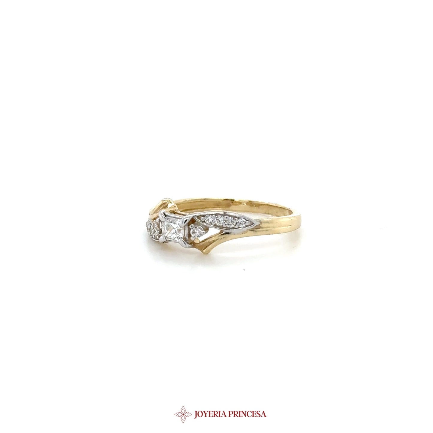 14K Yellow Gold Three-Stone Engagement Ring
