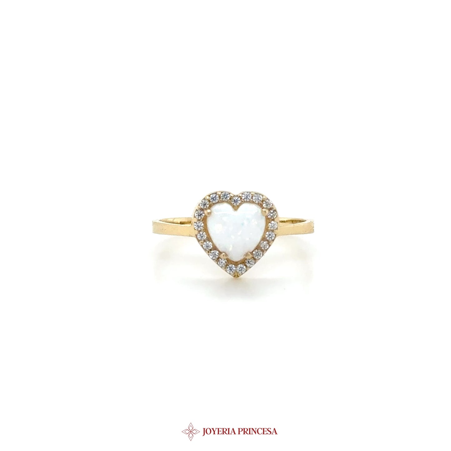 14K Heart-Shaped Ring with Simulated Stones