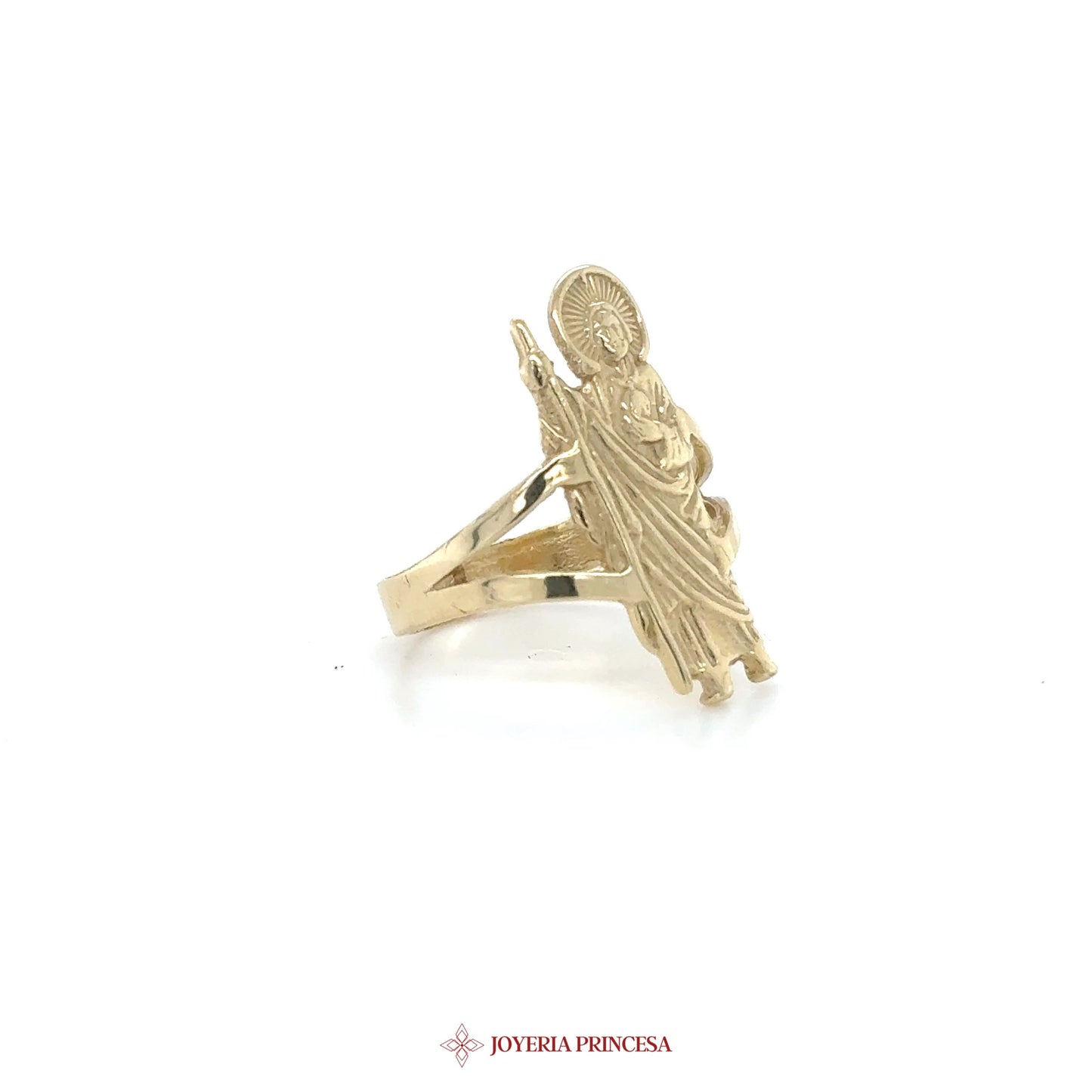 14K Gold Religious Saint Ring with Detailed Motif