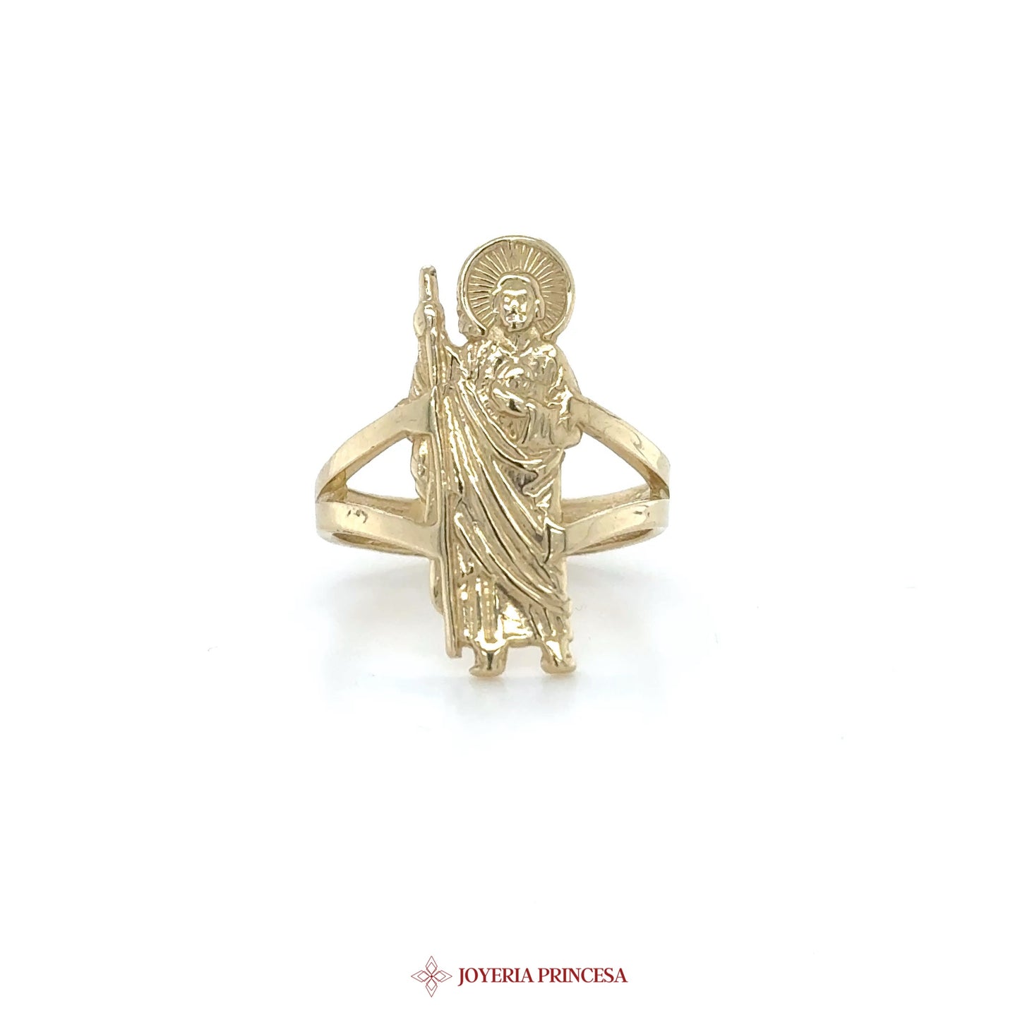 14K Gold Religious Motif Ring with Saint Design