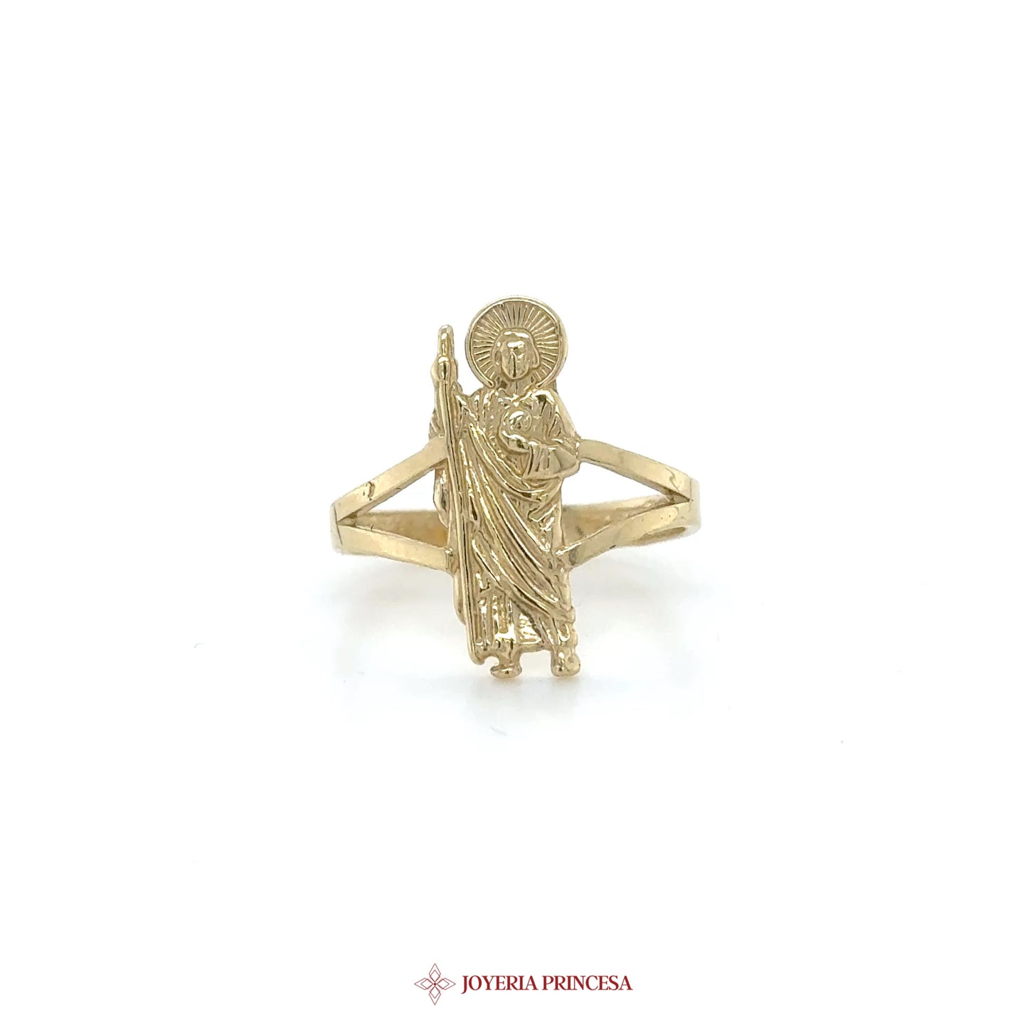 14K Gold Religious Saint Motif Ring