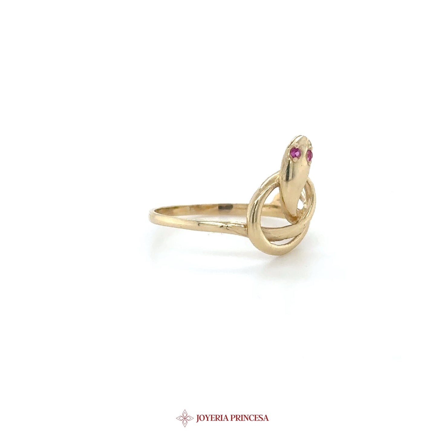 14K Gold Snake Ring with Pink Stones