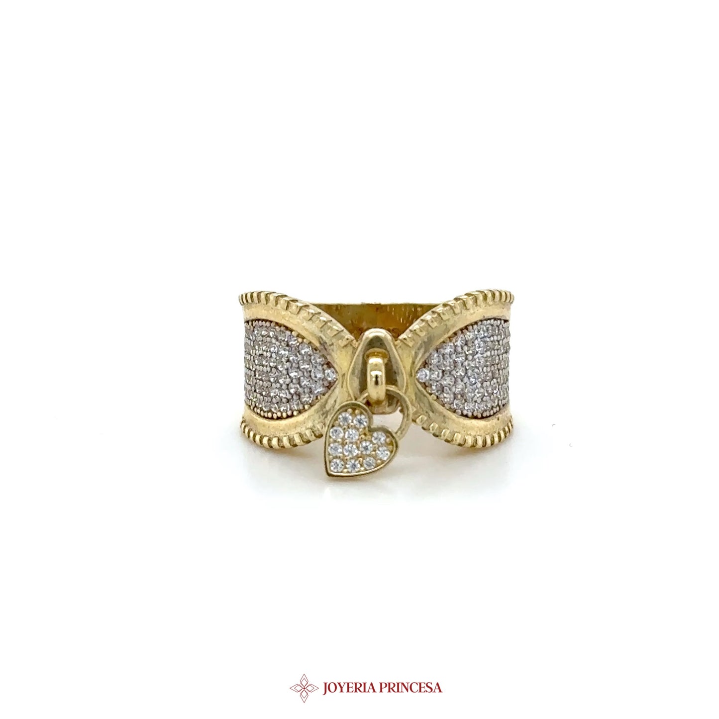 10K Gold Elegant Ring with Simulated Diamonds
