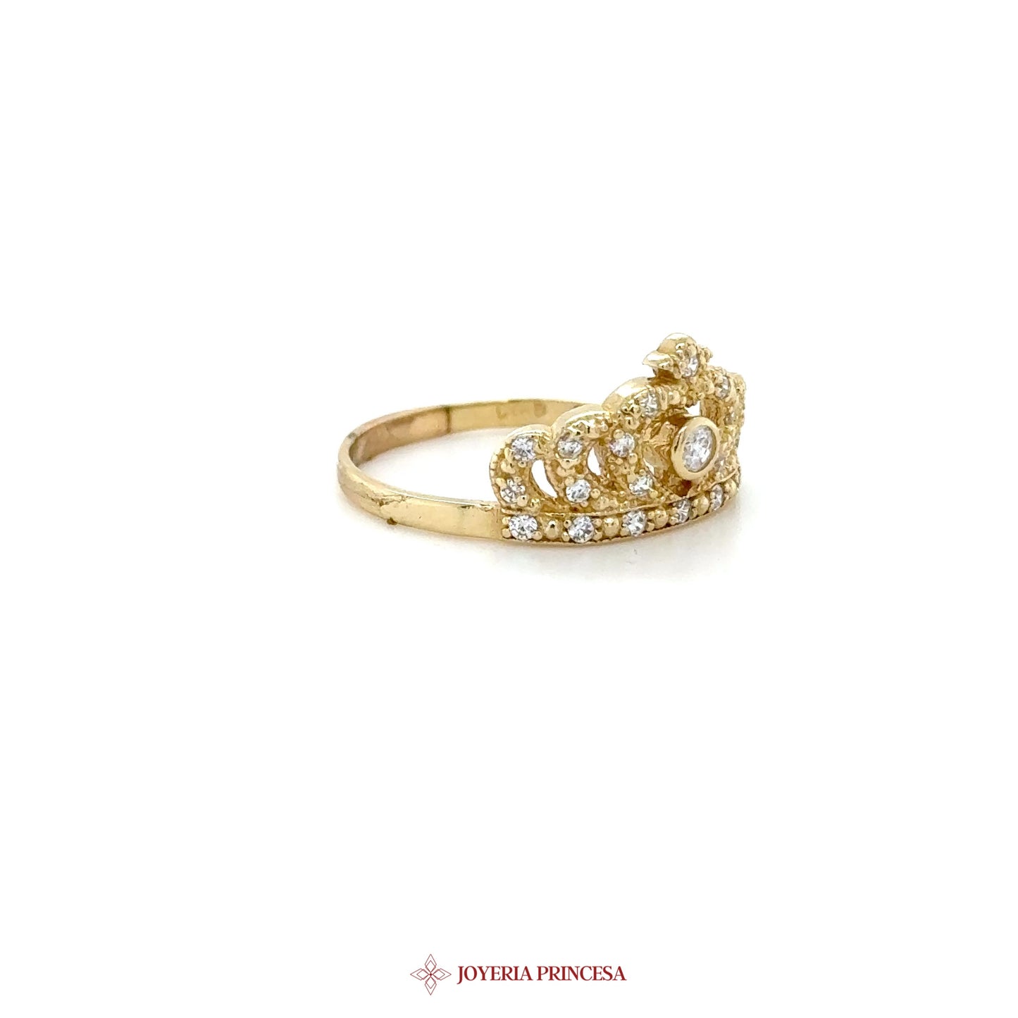 10K Gold Crown Motif Ring with Simulated Stones