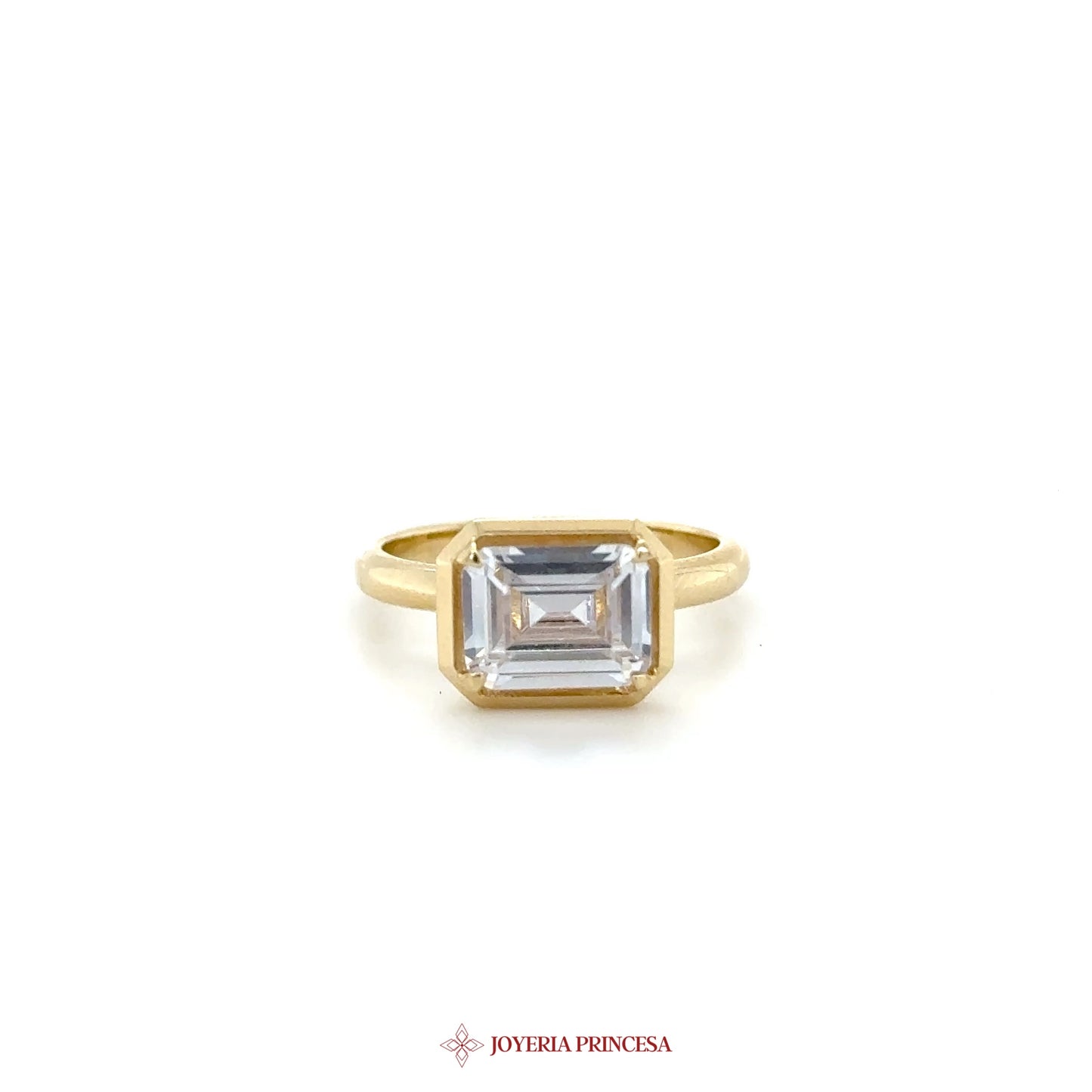 14K Gold Square Cut Simulated Stone Ring