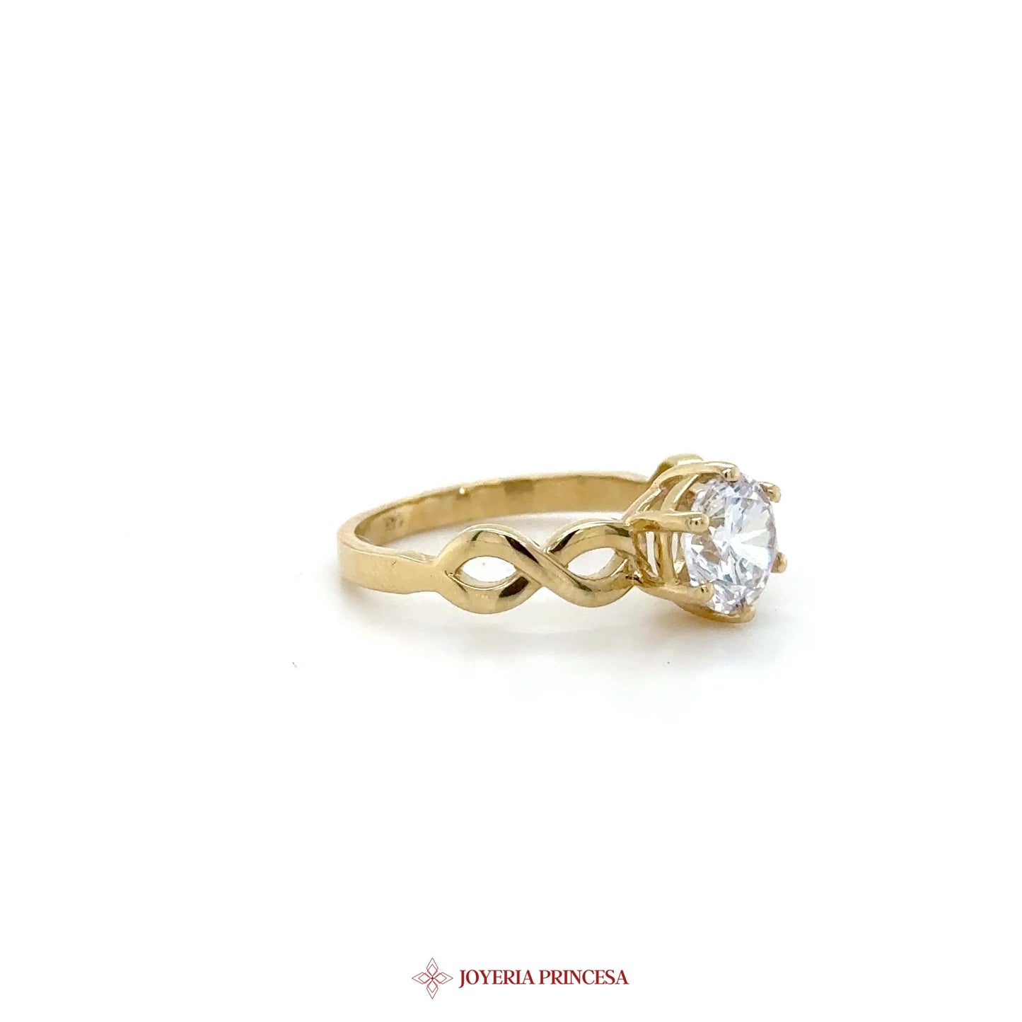14K Gold Infinity Engagement Ring with CZ Stone