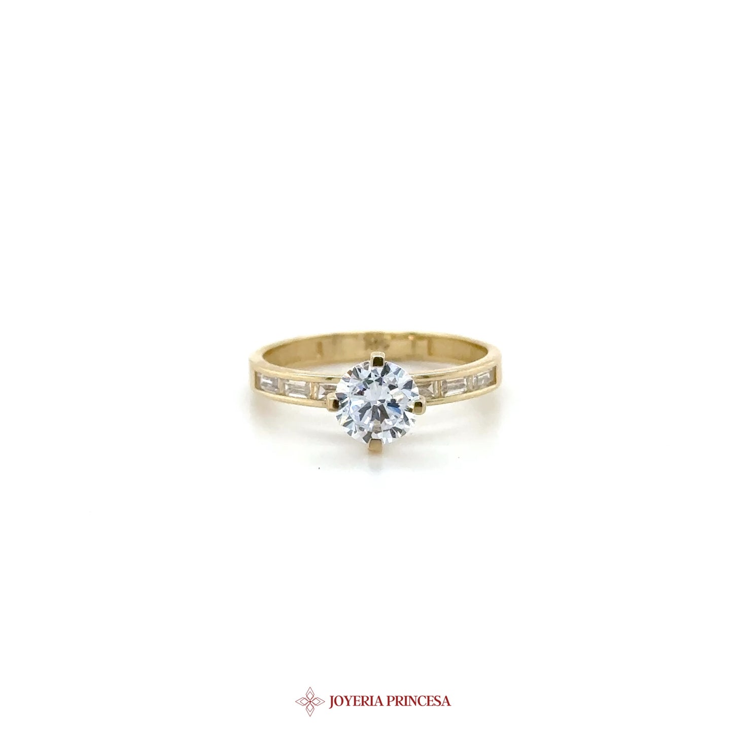 14K Gold Solitaire Ring with Round CZ Stone