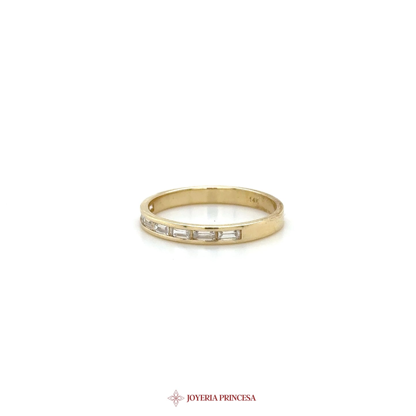 14K Yellow Gold Baguette Stone Band Ring