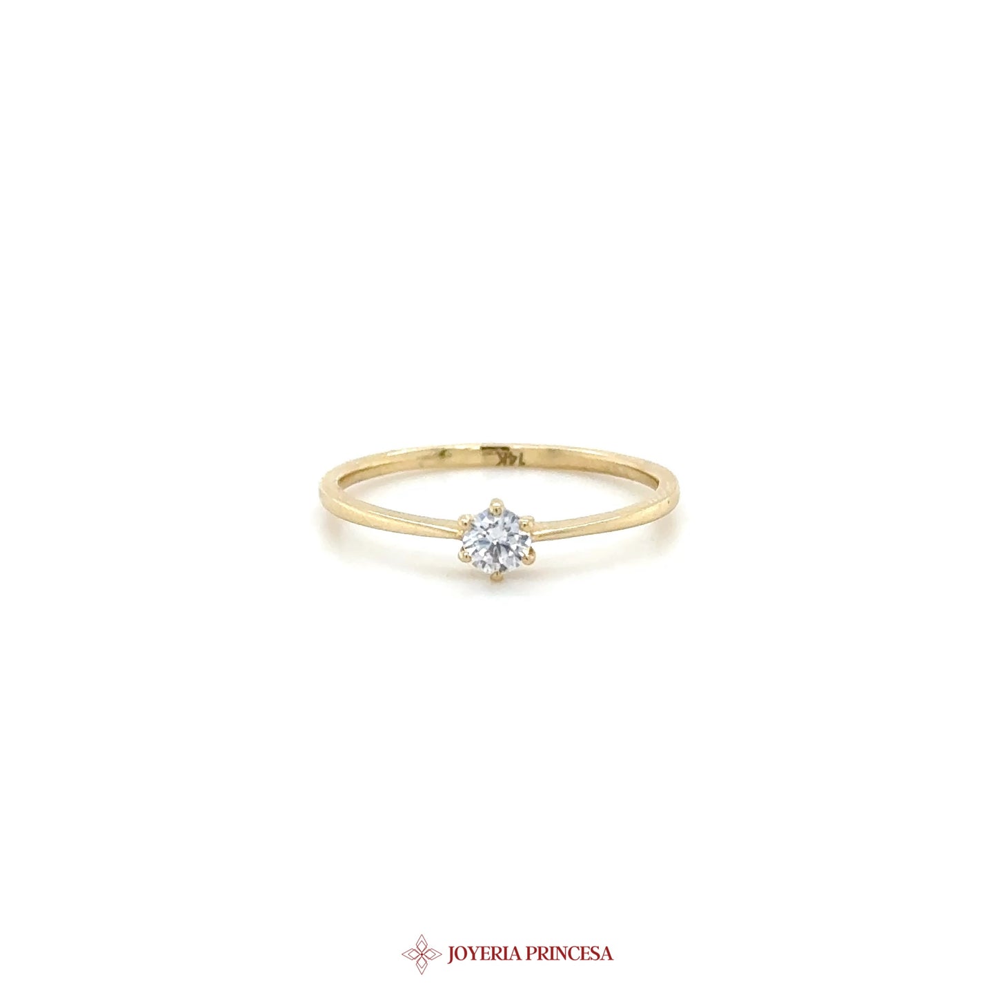 14K Yellow Gold Solitaire Ring with CZ
