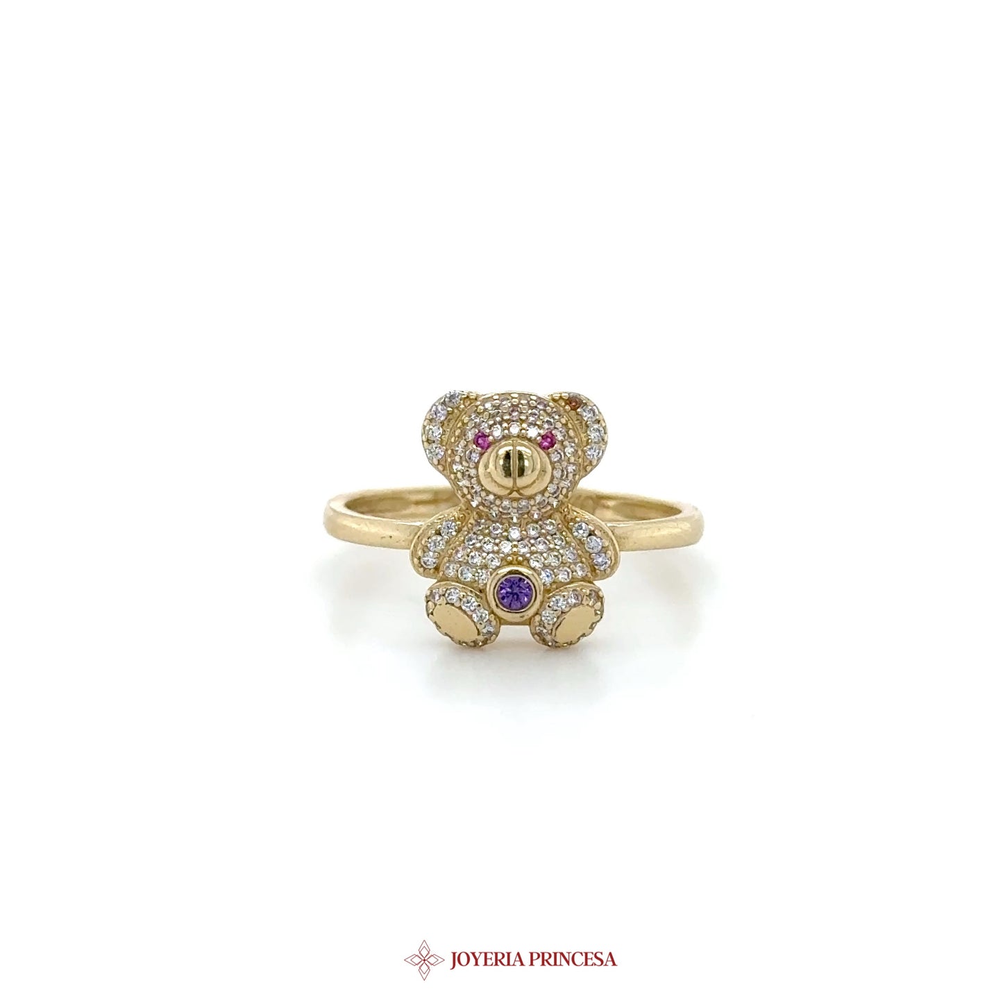14K Gold Teddy Bear Ring with CZ Stones (UN-1397)