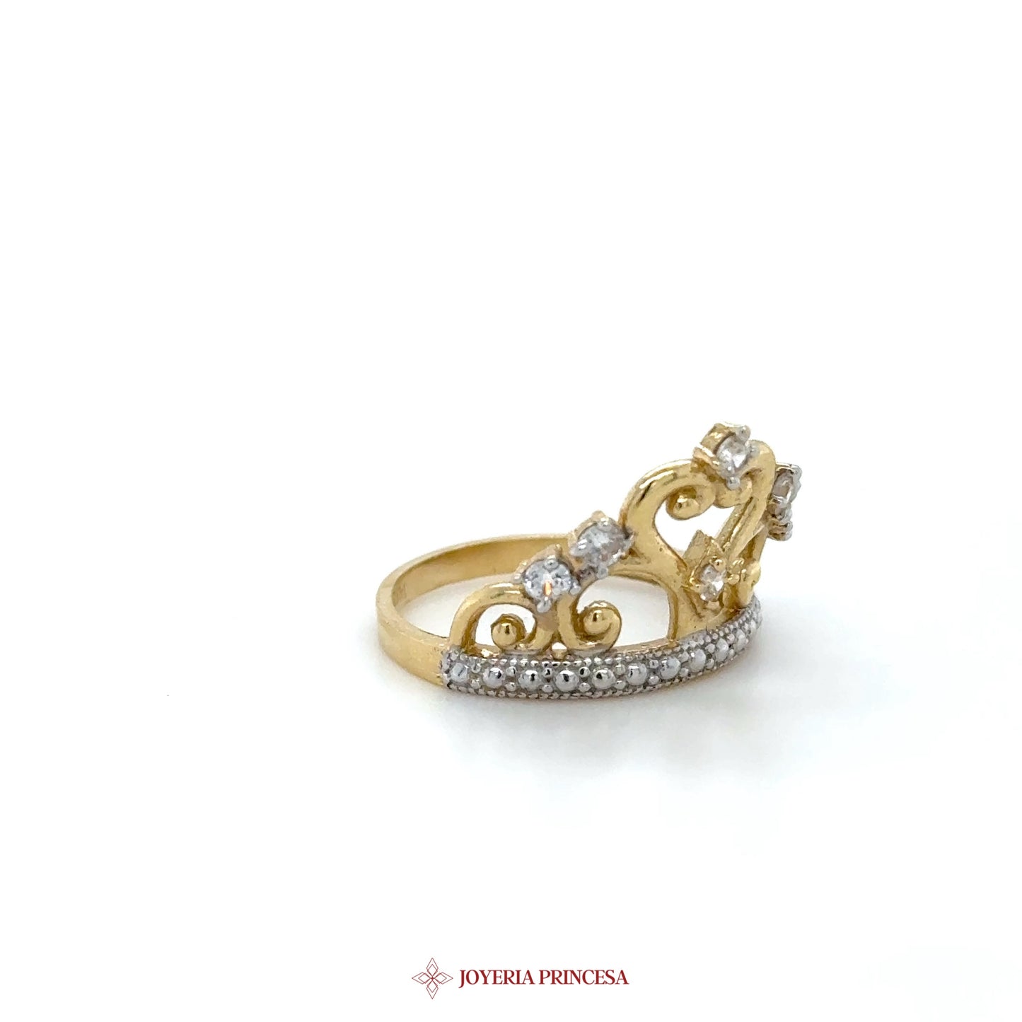 14K Gold Swirl Design Ring with CZ Stones (UN-1472)