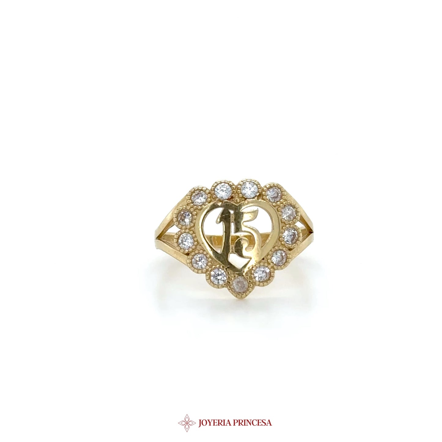 14K Heart Motif Ring with CZ Stones (UN-1476)