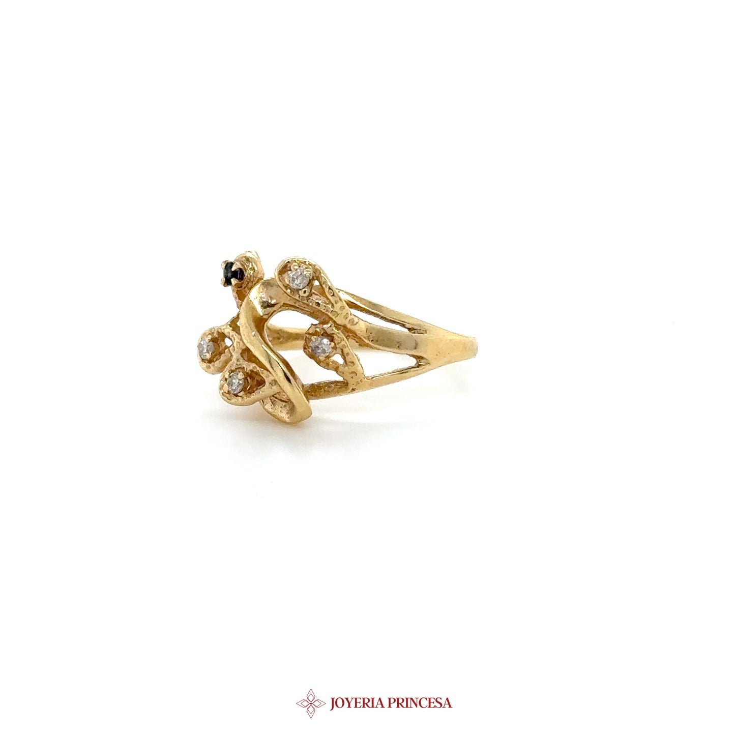 14K Gold Twisted Ring with Simulated Stones
