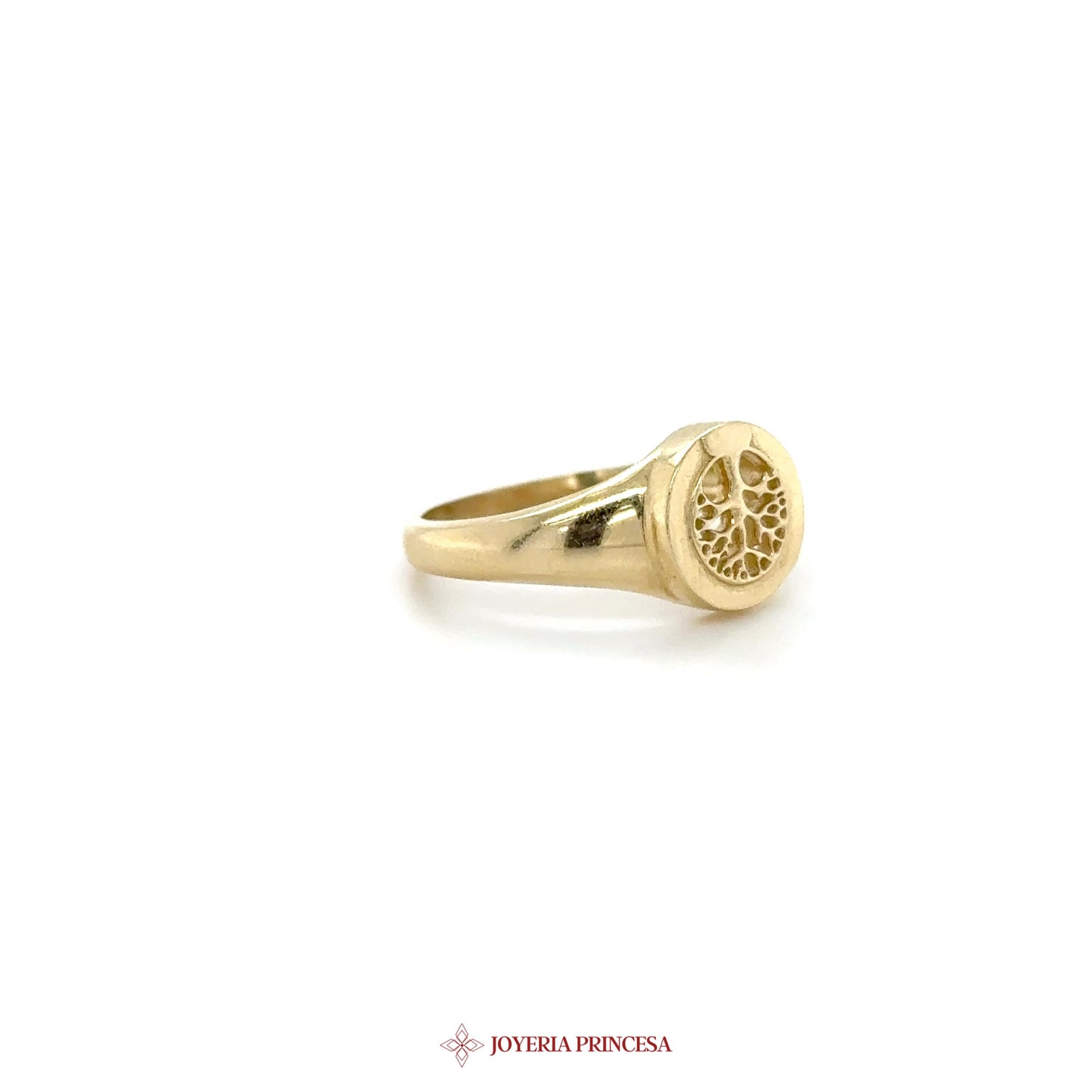 14K Gold Round Motif Signet Ring