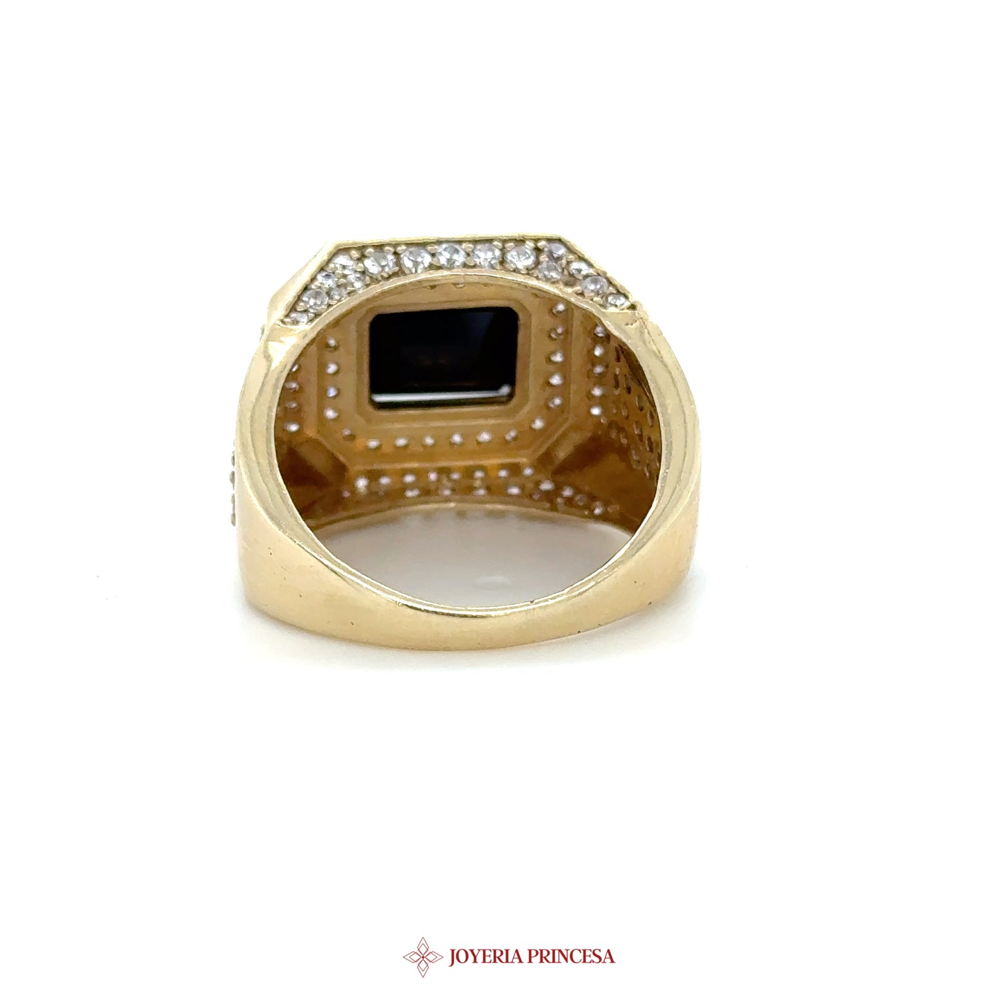 14K Yellow Gold Octagonal Ring with CZ Accents