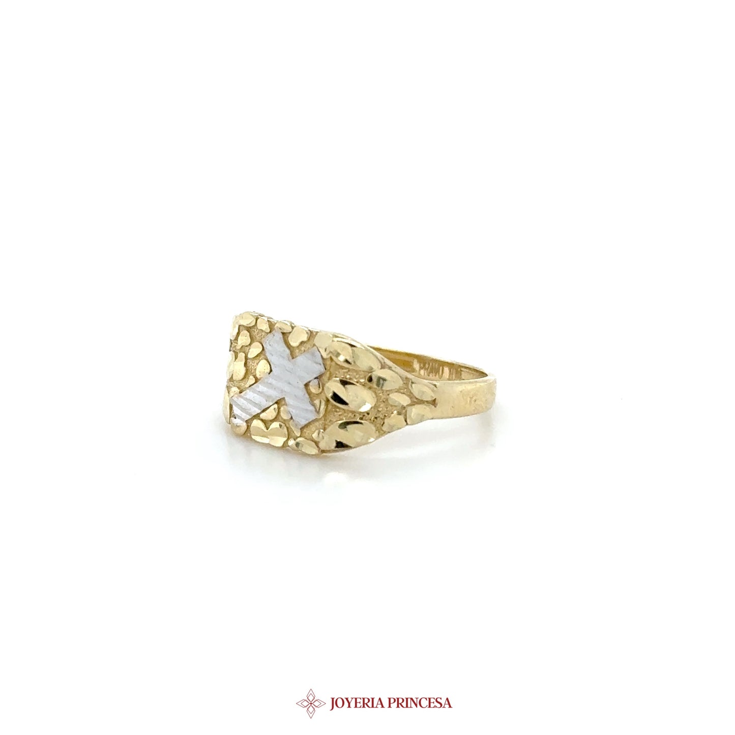 10K Gold Cross Motif Ring with Elegant Design