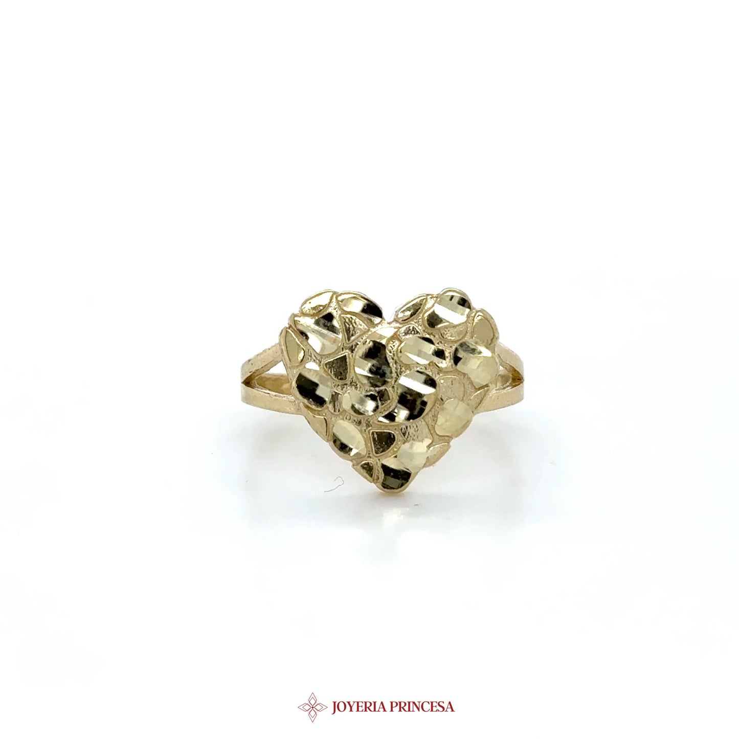 10K Gold Heart Shaped Ring with Textured Finish