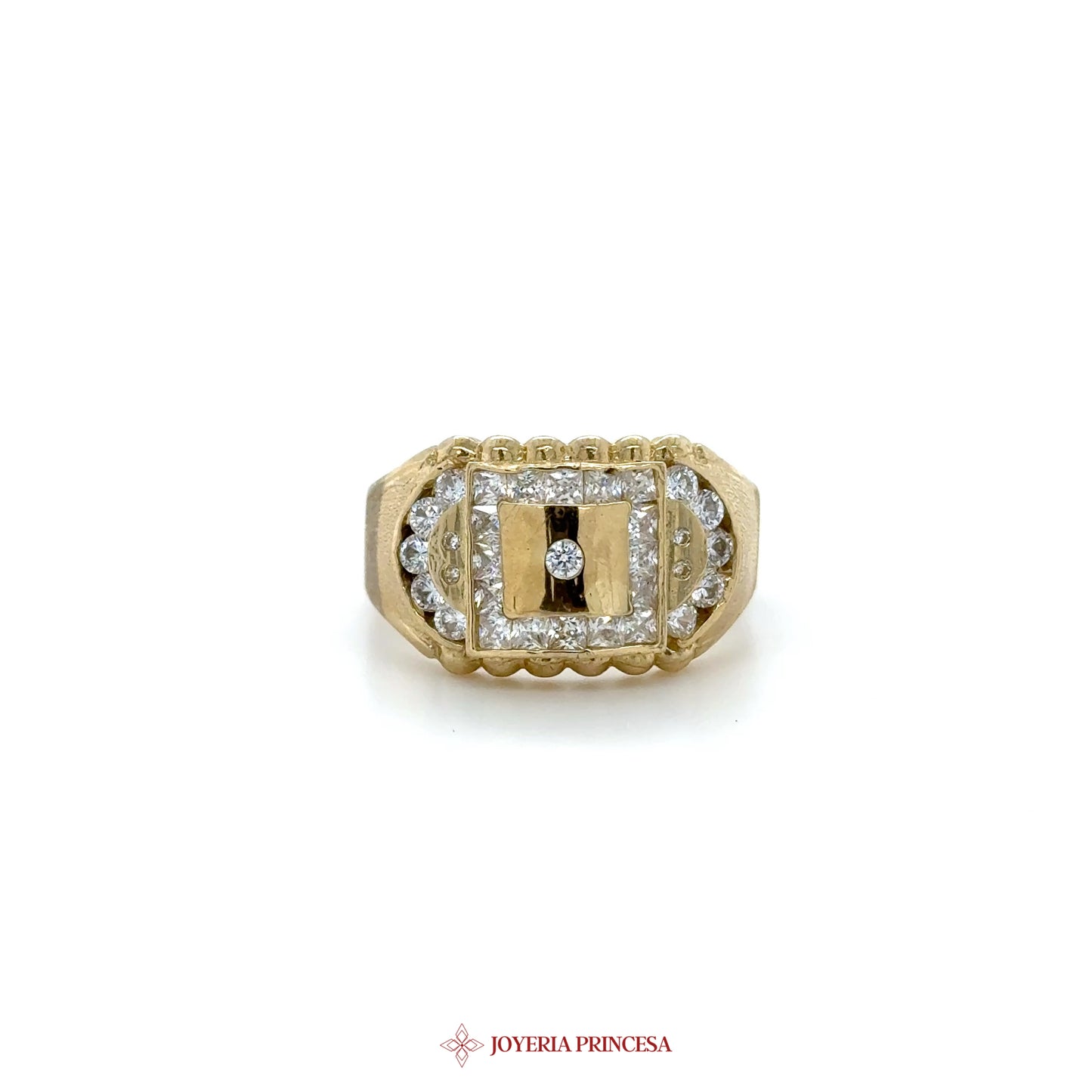 10K Gold Square Cluster Diamond-Cut Ring