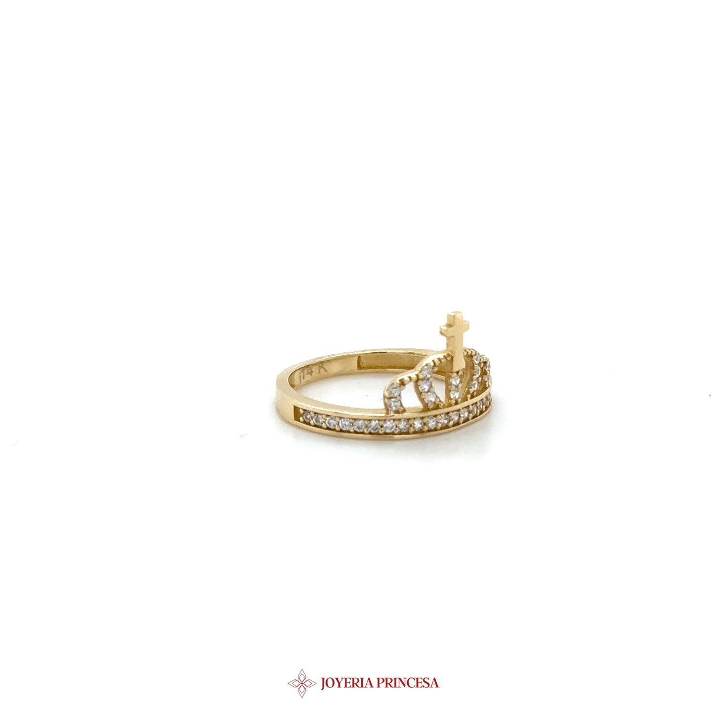 14K Gold Cross Crown Ring
