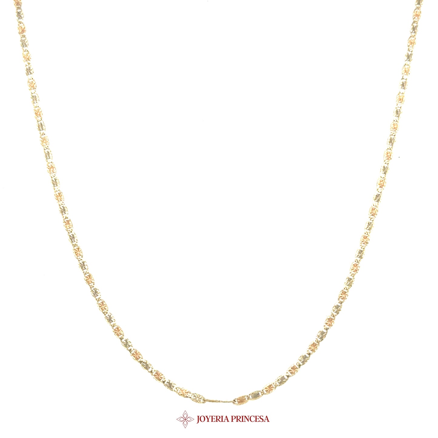 10K 18in Valentino 10K Gold Necklace with Textured Links