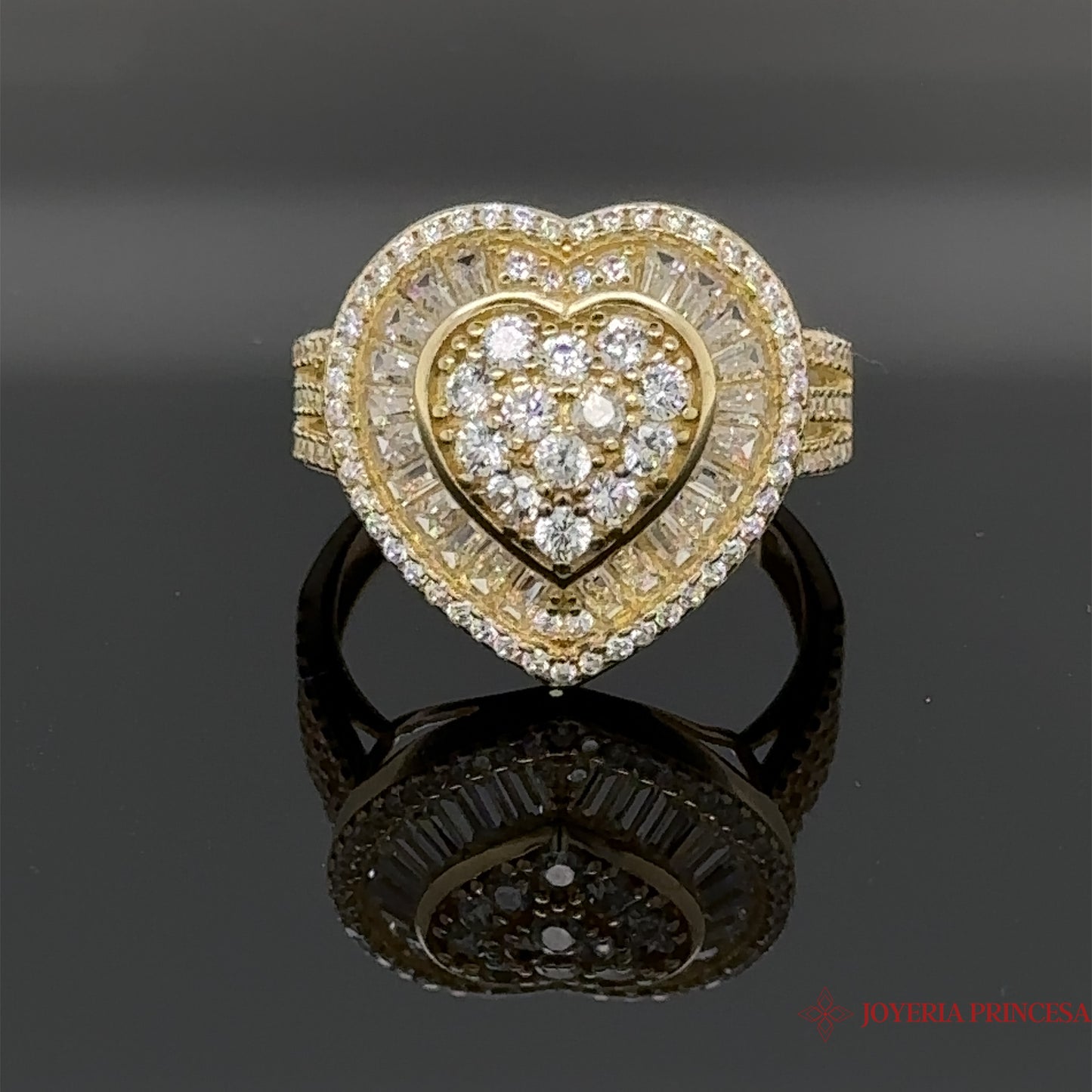 Anillo Corazón Oro 10K Relleno Zirconia