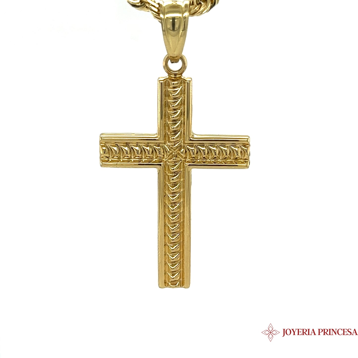 Colgante de oro de 10 quilates con cruz de doble cara