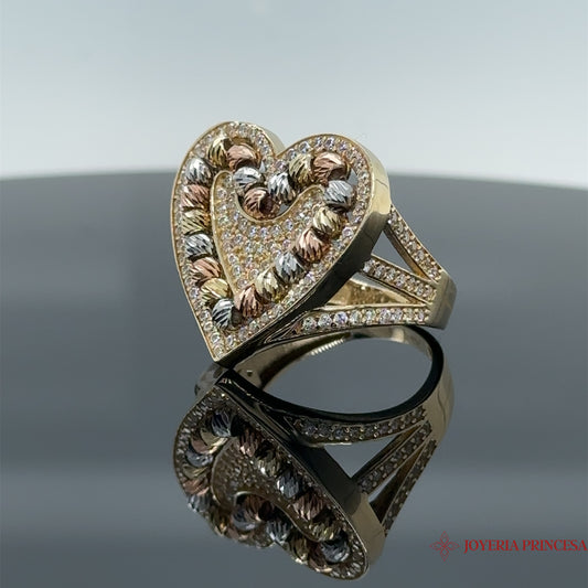 Anillo Corazón Tri Color 14K
