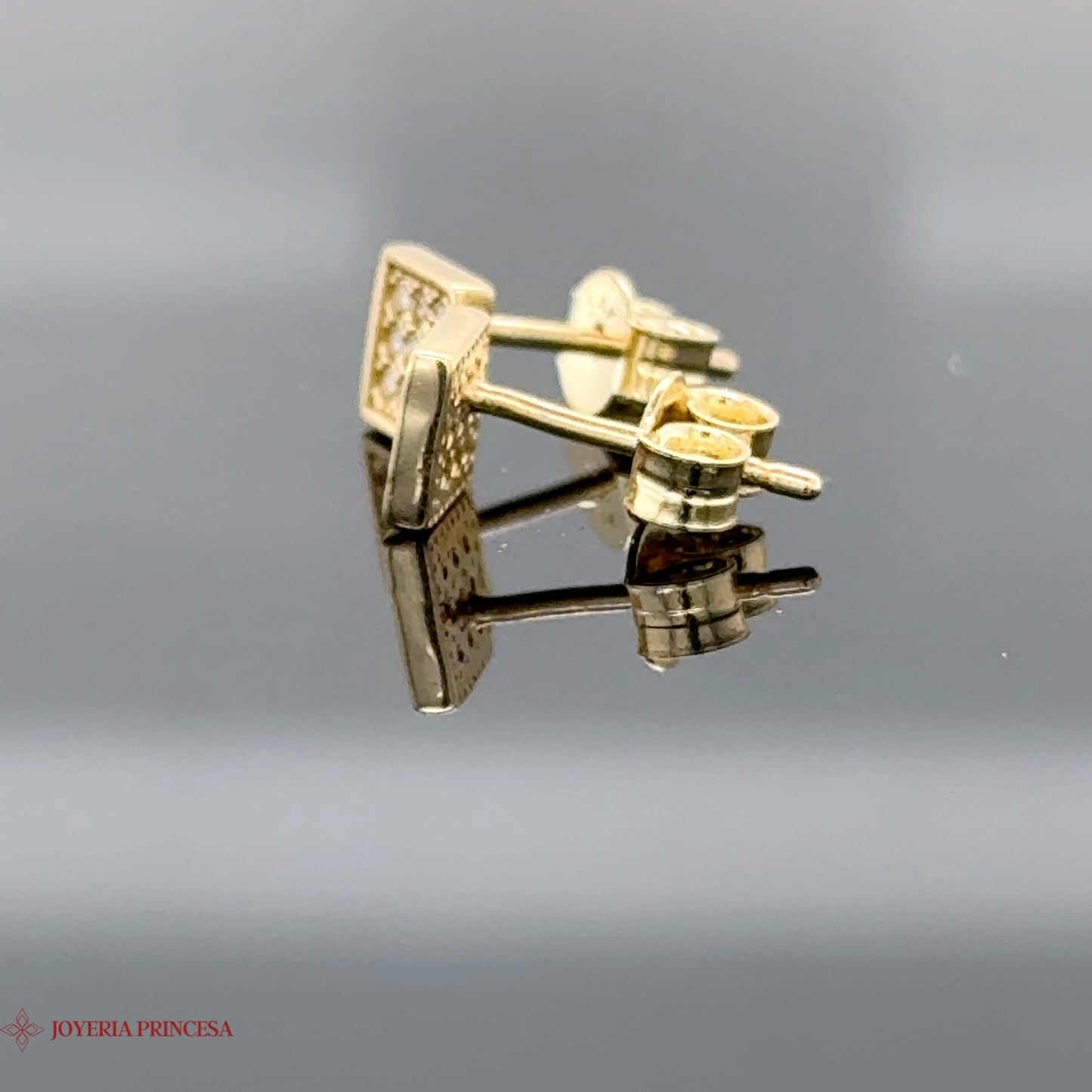 Pendientes cuadrados de oro de 14 quilates Contrasting Elegance