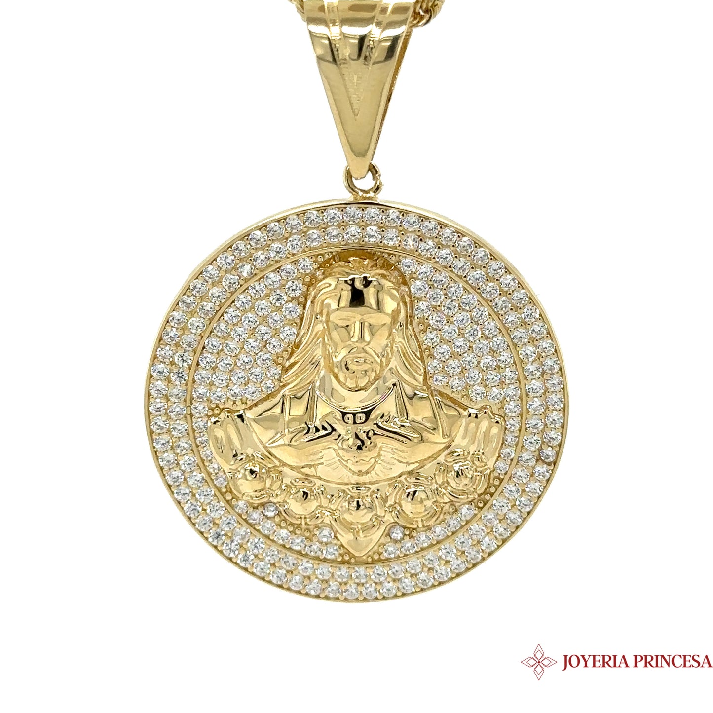 Colgante Jesucristo 14K Cubierto de Circonitas