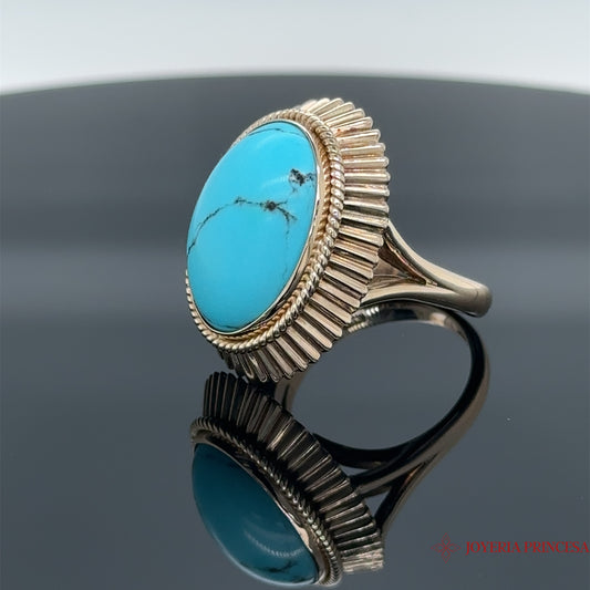 Anillo Oval Turquesa 14K