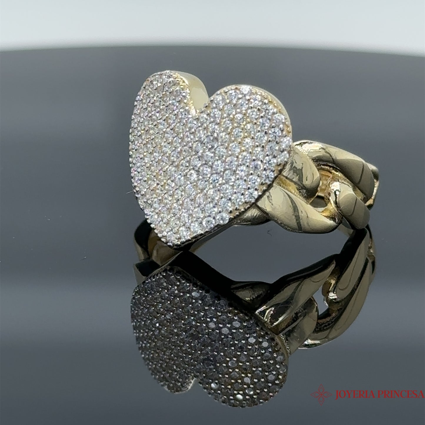 Anillo Corazón Cadena 14K