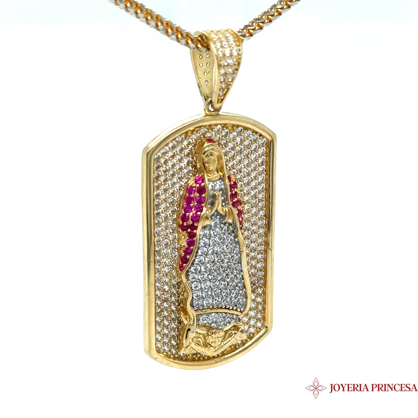 Colgante Virgen María Angélica 14K