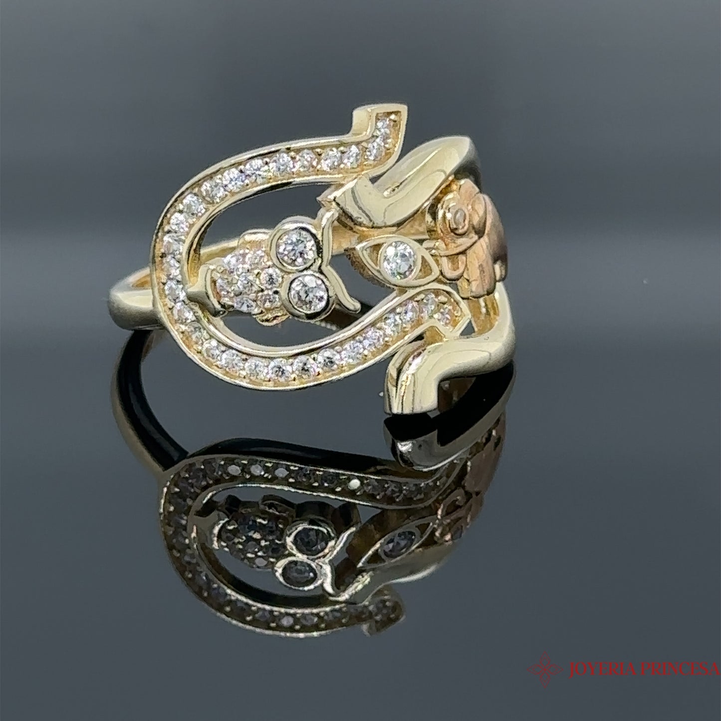 Anillo de la suerte Búho-Elefante 14K
