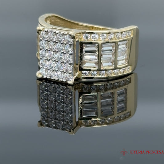 Anillo de hombre con circonita cúbica cuadrada de 14 quilates