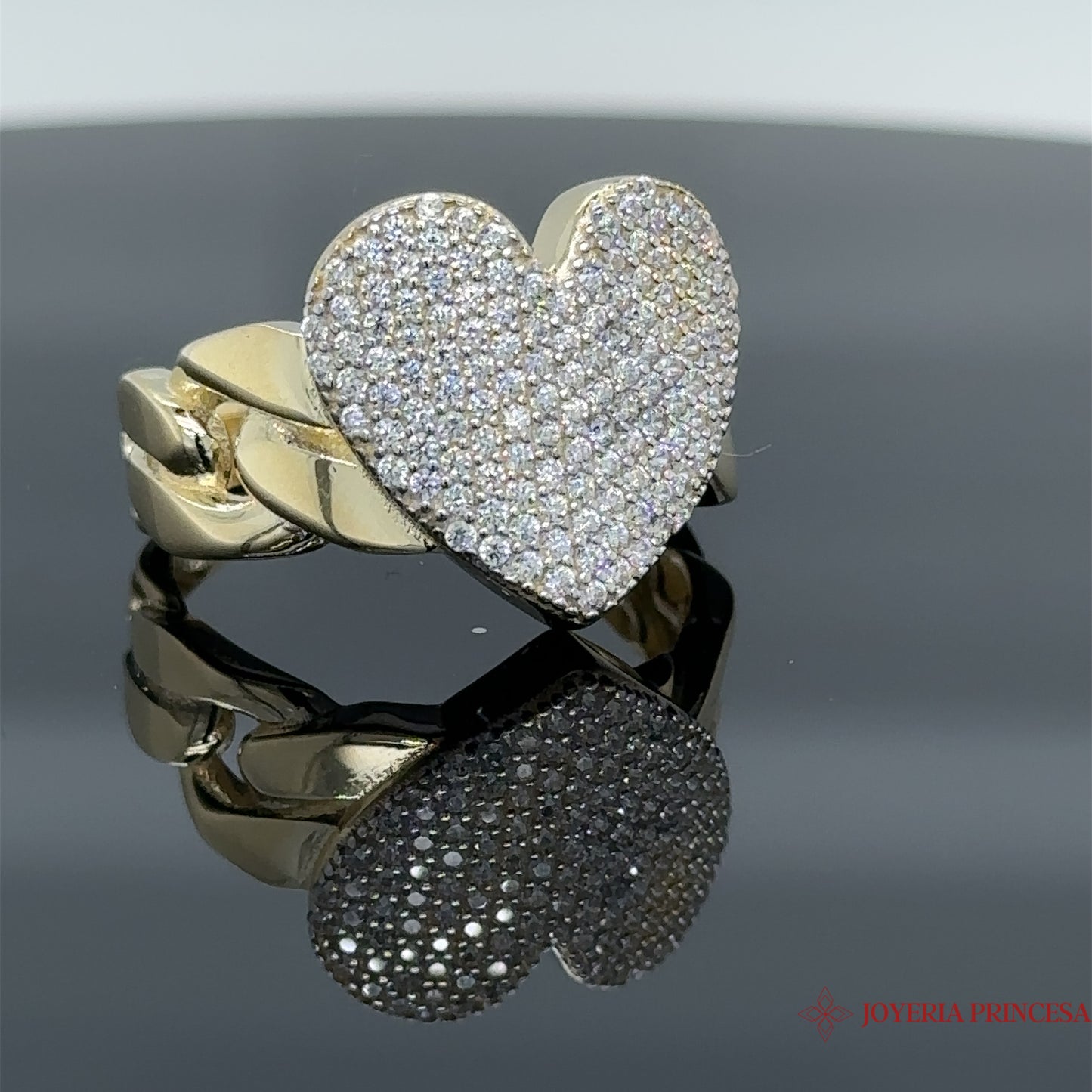 Anillo Corazón Cadena 14K