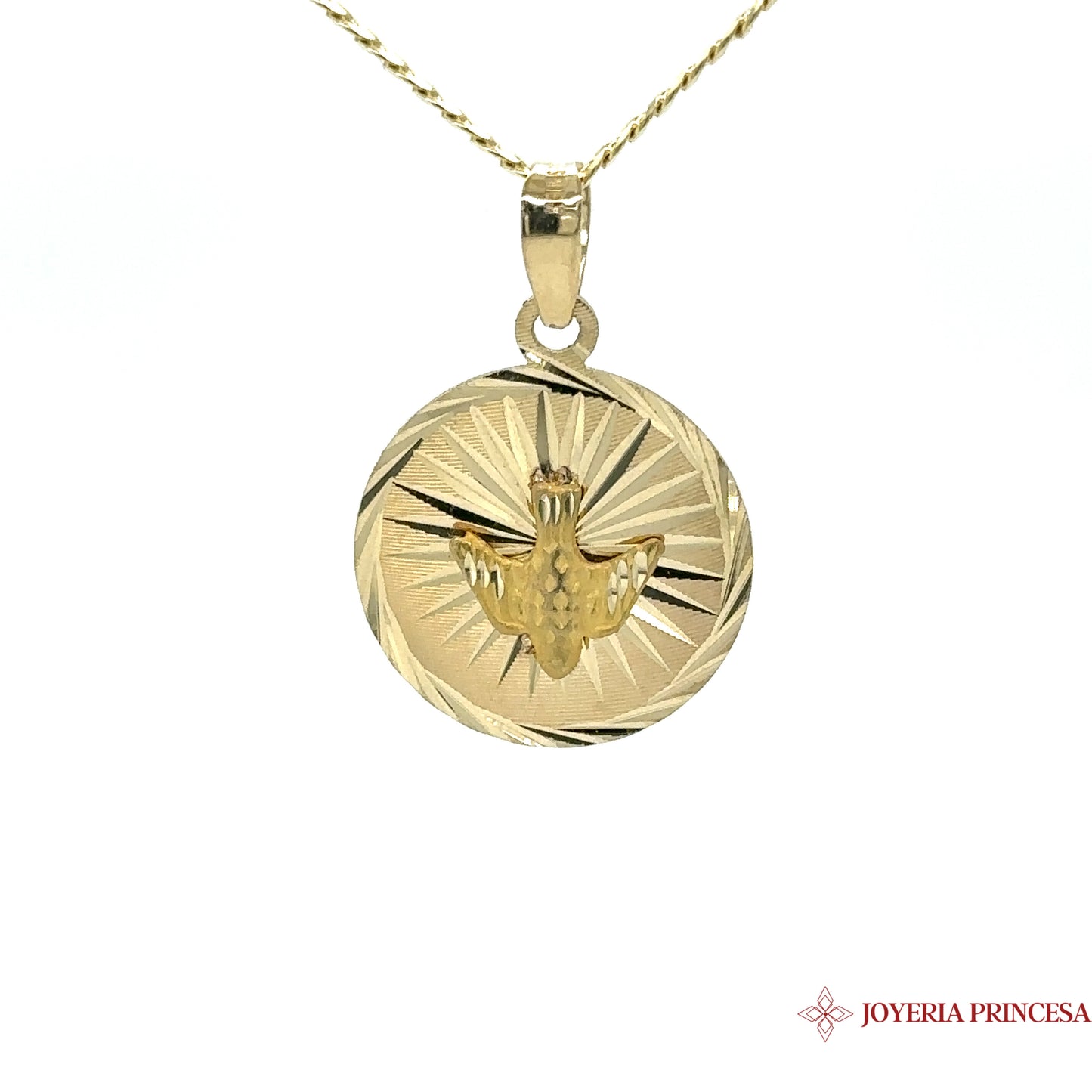 Colgante Espíritu Santo talla diamante 10K