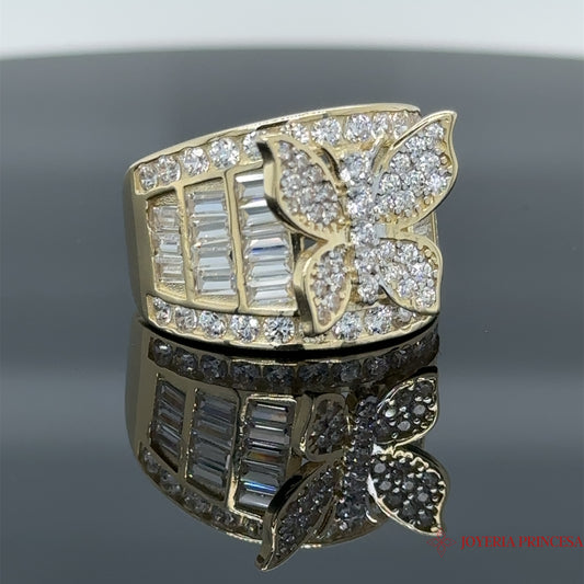 Anillo de mariposa con circonita de 14 quilates