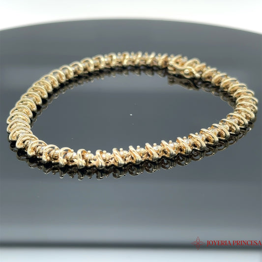 Pulsera de tenis de oro de 14 quilates con circonitas