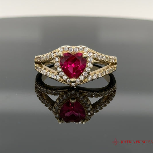 Anillo de oro de 10 quilates con rubí