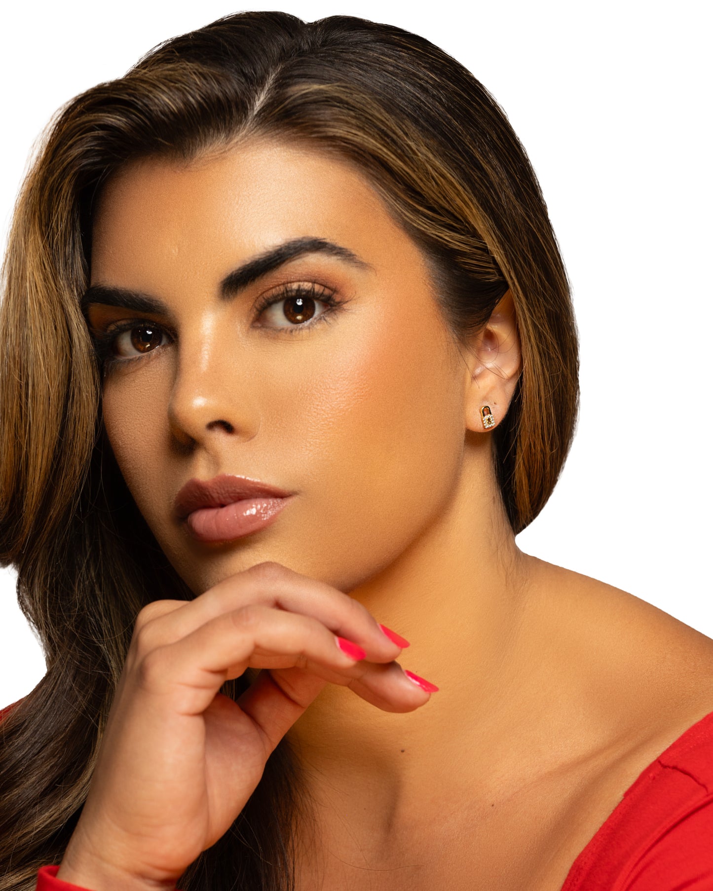 Aretes de oro de 14 quilates Lock & Sparkle