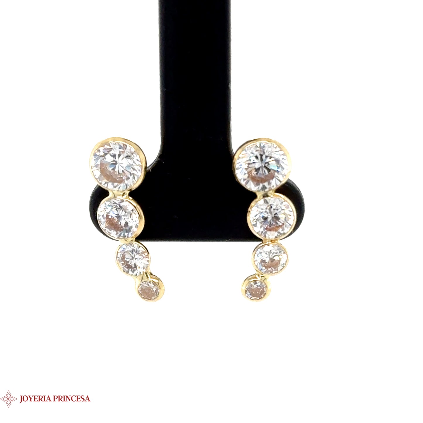 Glamurosos Aretes cascada de oro de 14 quilates