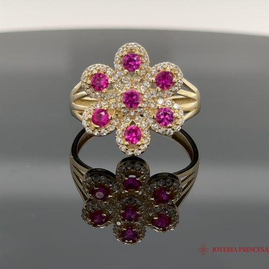 Anillo Flor Oro Rosa 14K