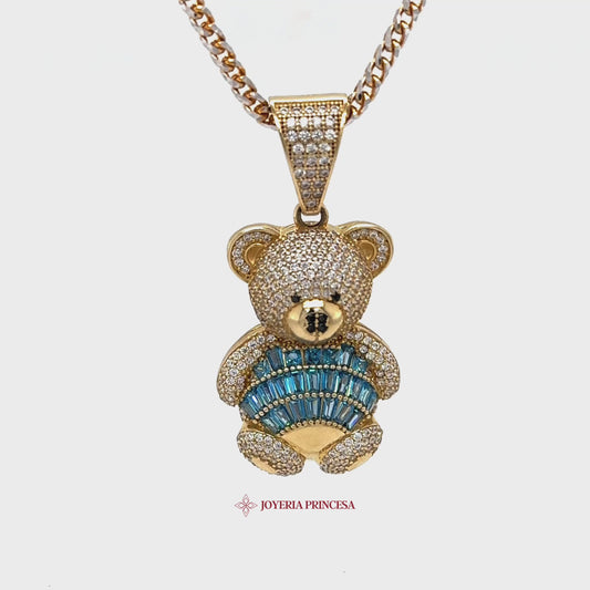 Osito de peluche azul baguette 14K