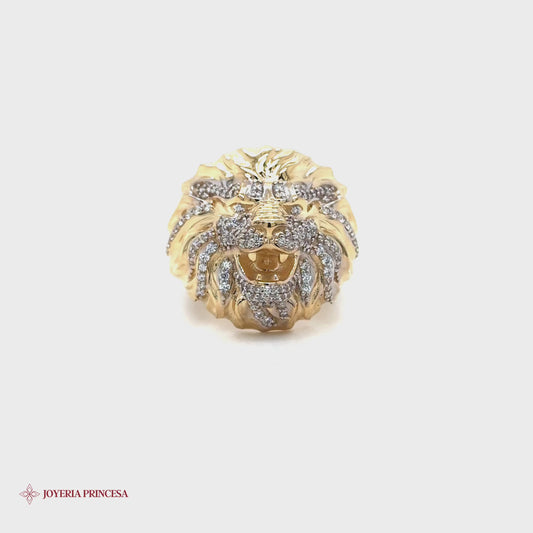 Anillo de león de oro de 14 quilates