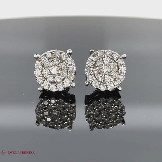 Aretes de oro blanco con diamantes de 14 quilates