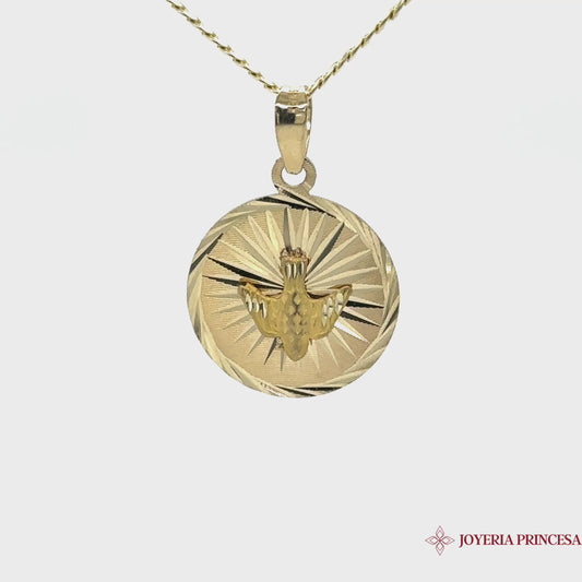 Colgante Espíritu Santo talla diamante 10K